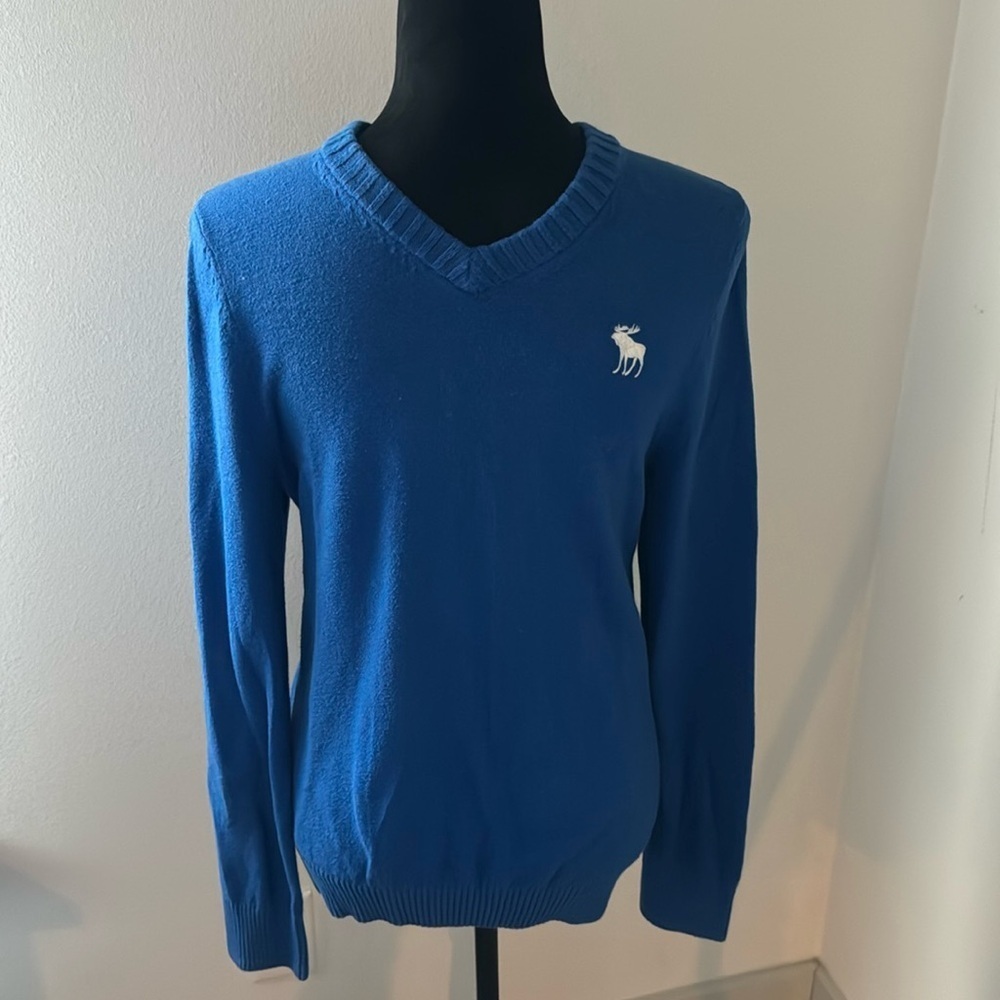 Abercrombie & Fitch muscle blue Pullover V neck cotton wool cashmere sweater M